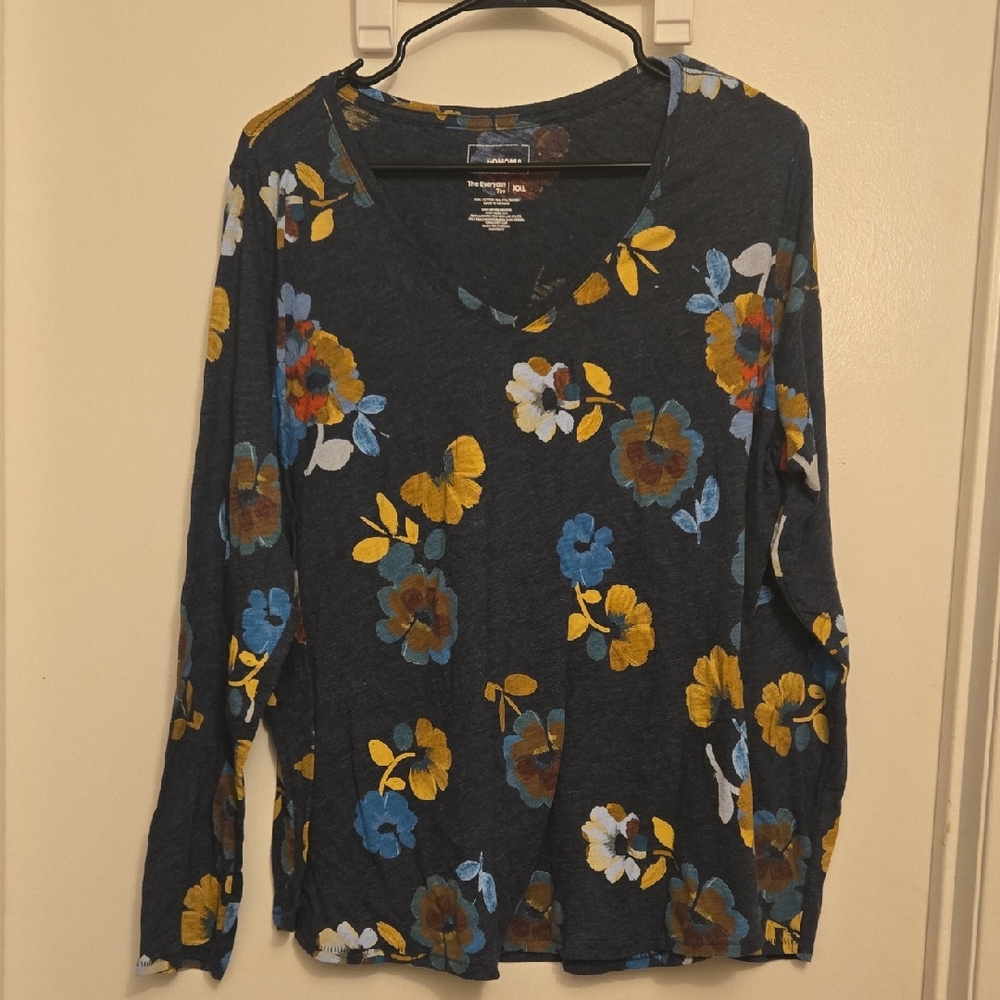 Sonoma Floral Long Sleeve Top - Blue and Yellow